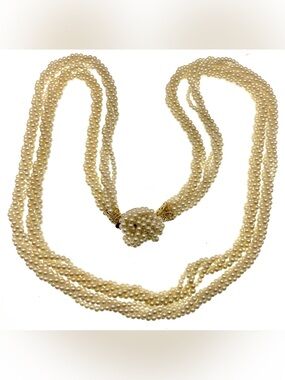 Vintage Japan Mid Century Multi-Strand Faux Pearl Necklace